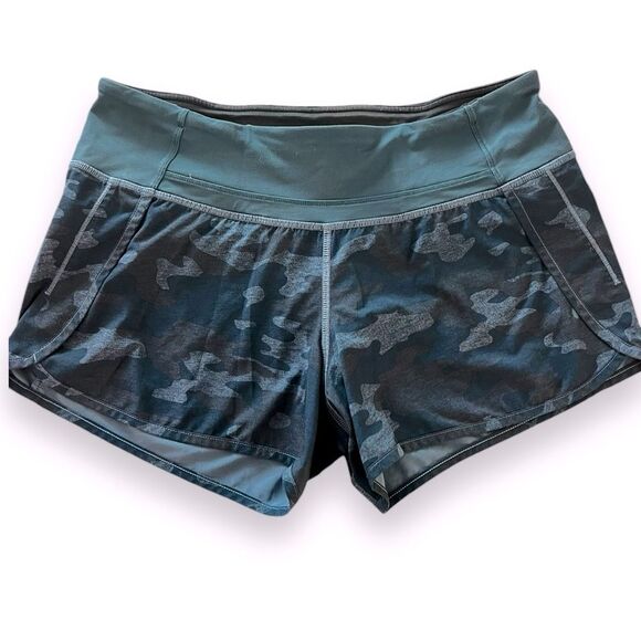 Lululemon Women's Speed Up Athletic Shorts Running Lined Camouflage Green Size 6 - Picture 1 of 8
